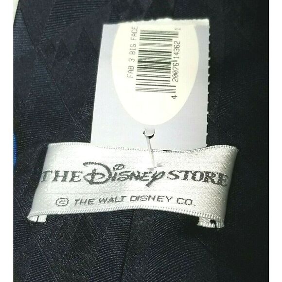 The Disney Store Donald Pluto Mickey Fab 3 Big Face Black Silk Tie New with Tags - Picture 4 of 4